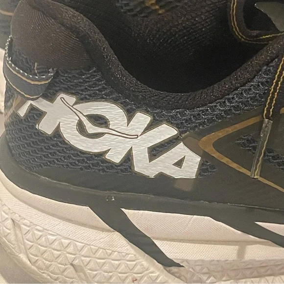 Hoka One One Running Race Clifton 3 Black & Gold Shoes Mens 10 - Picture 5 of 12